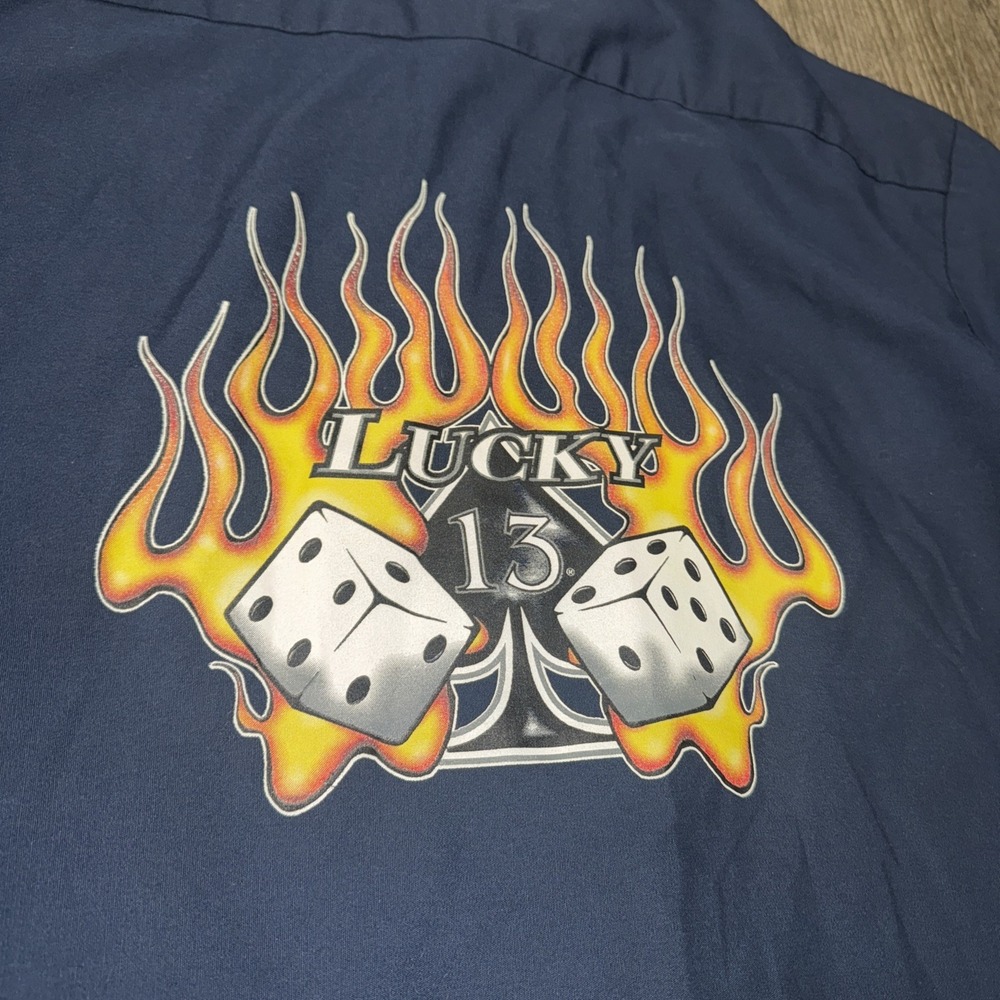 Lucky 13 Dickies Men's Large Miss Fortune Button-Up Work Shirt Rockabilly Pin-Up